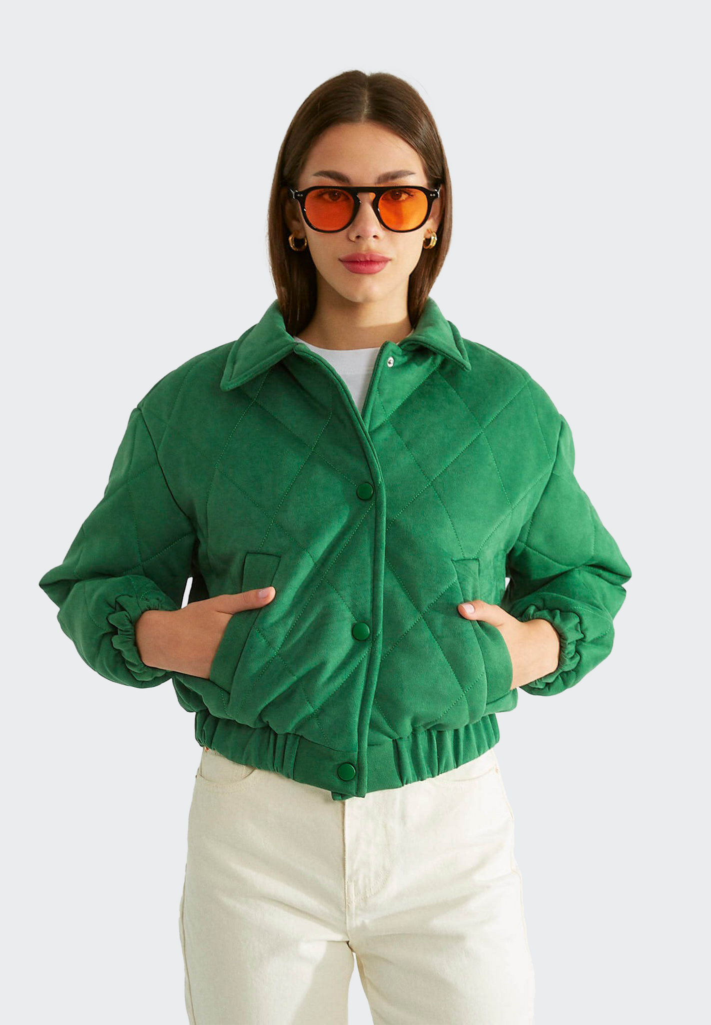 Grüne Steppjacke