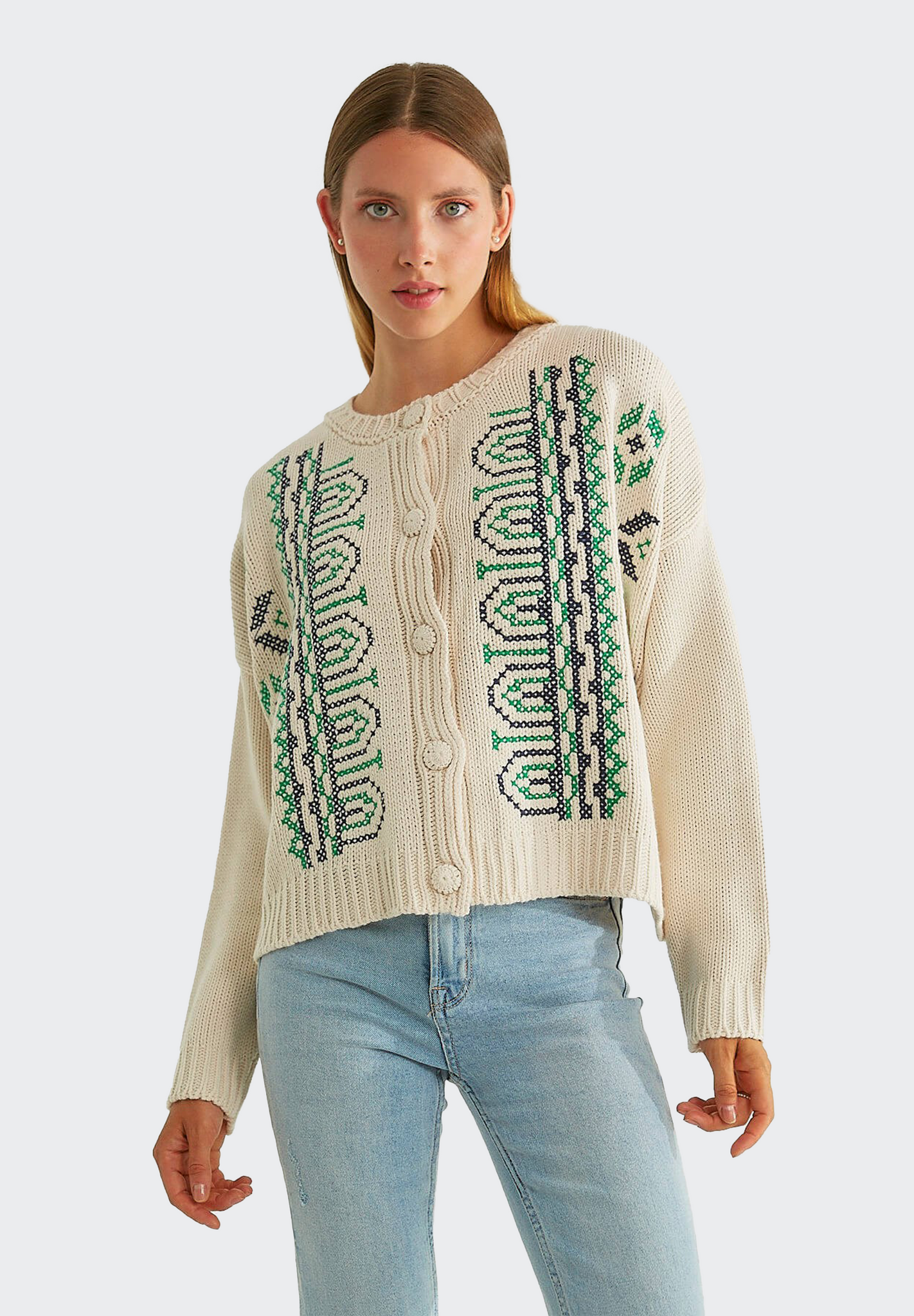 Strickpullover mit Mosaikmuster