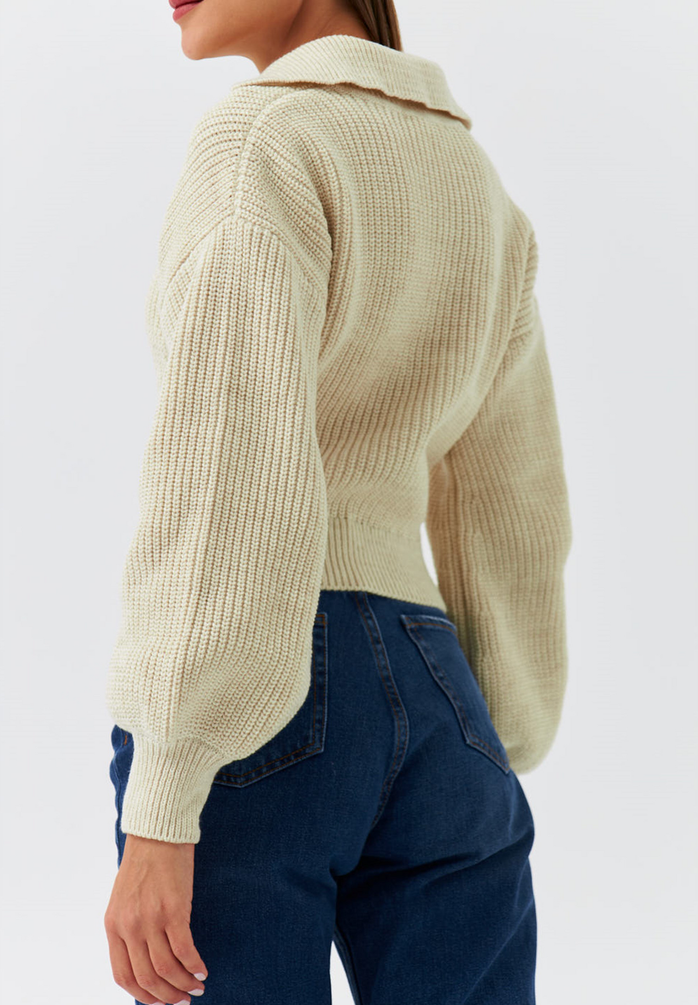 Strickpullover mit Kragen Beige
