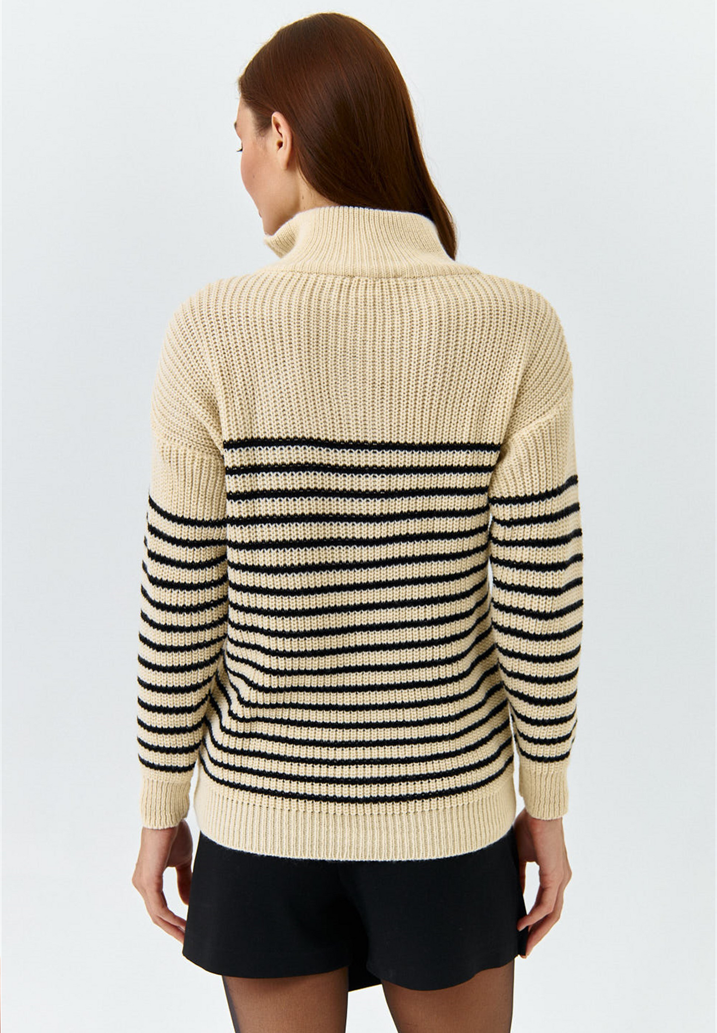 Halfzip Strickpullover in Beige